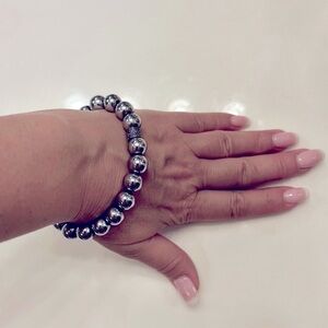 Hematite stretch bracelet, 10mm beads, fits 7” wrist